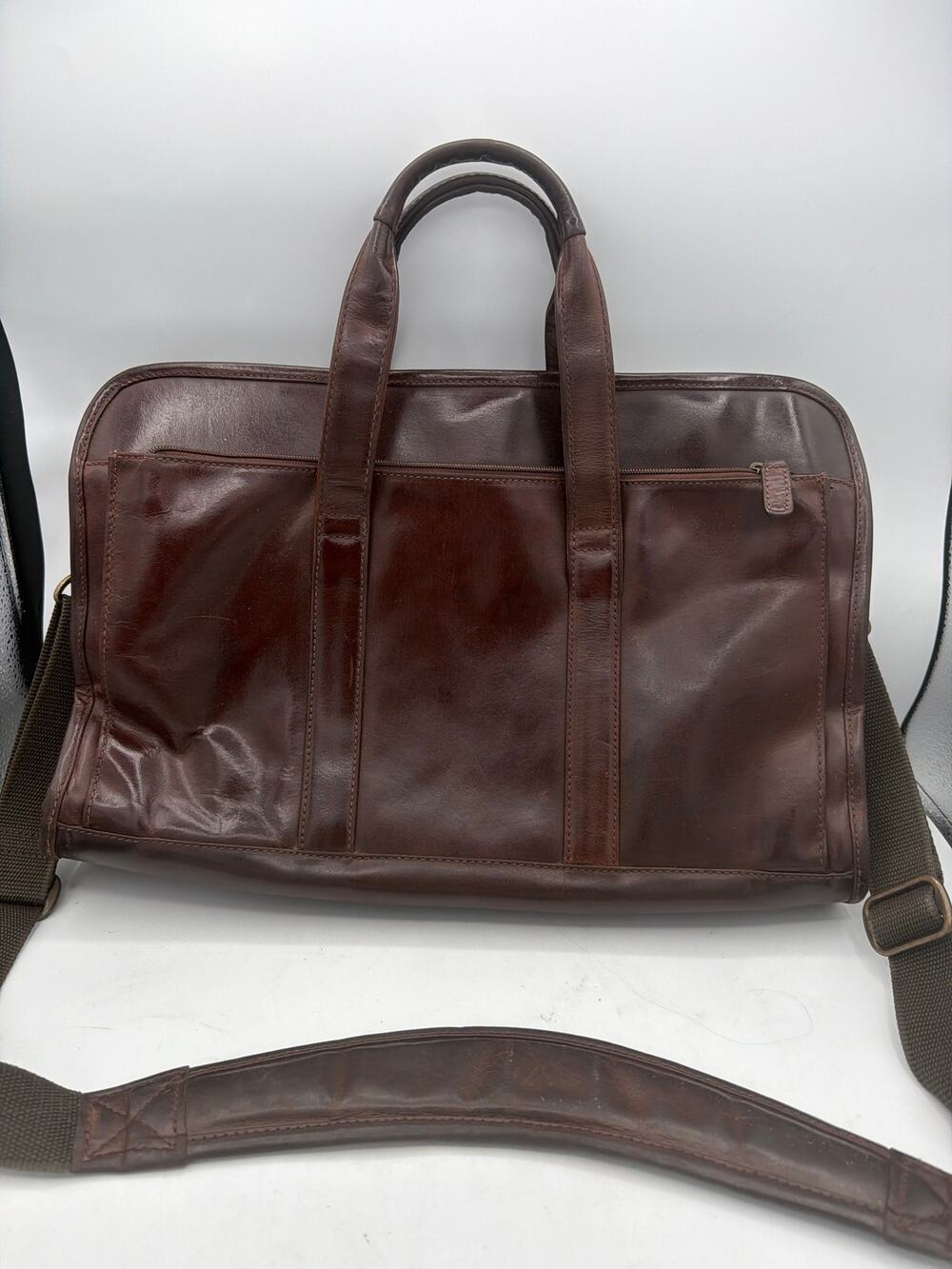 Vintage Burgundy Leather Briefcase Laptop Messenger Bag Organizer Crossbody
